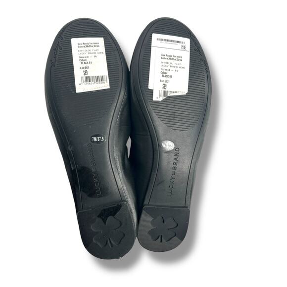 Lucky Brand Emmielou Ballet Flats Size 7 Black leather round toe scrunch minimal - Picture 9 of 9